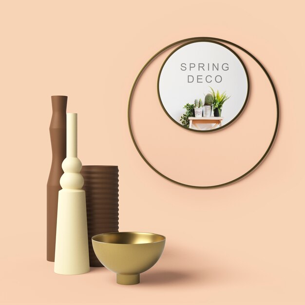 PSD beautiful spring deco concept mock-up