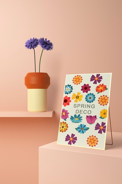 PSD beautiful spring deco concept mock-up