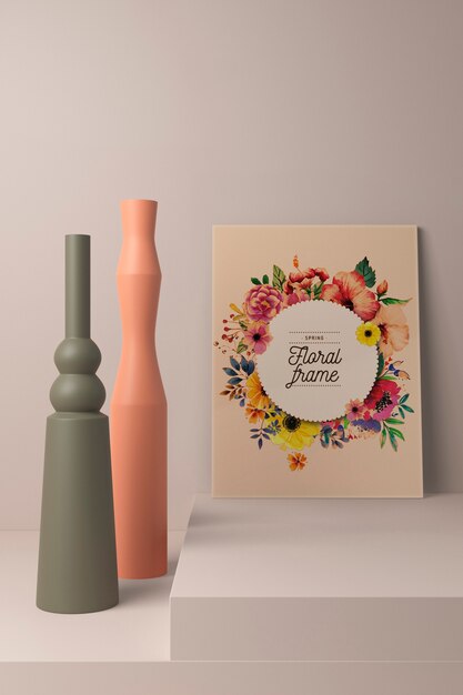 PSD beautiful spring deco concept mock-up