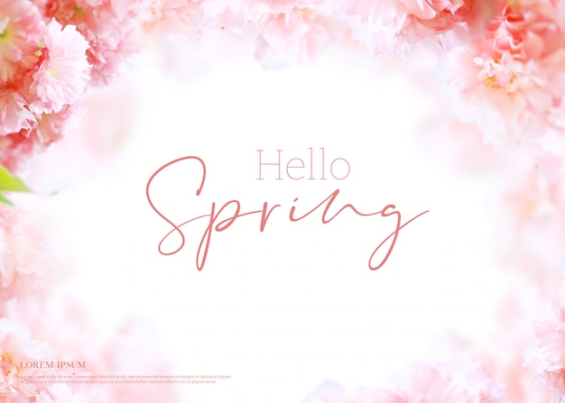 PSD beautiful spring flowers card, season theme, hello spring