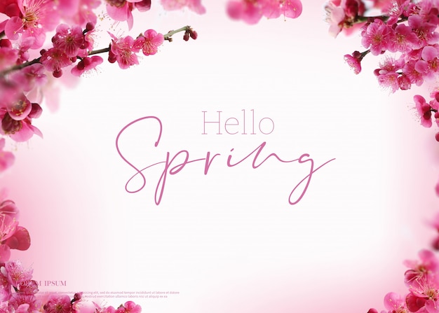 Beautiful spring flowers card, Season theme, hello spring