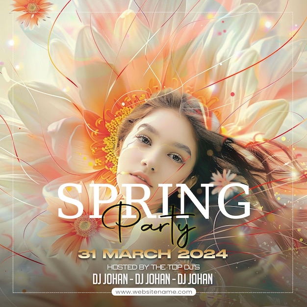 PSD beautiful spring party social media template