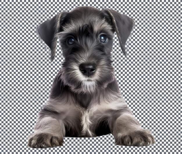 PSD beautiful standard schnauzer breed puppy isolated on transparent background