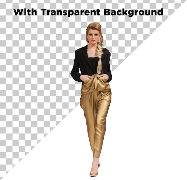 Beautiful Stylish Fashion Female Model PNG PSD Isolated on Transparent Background
