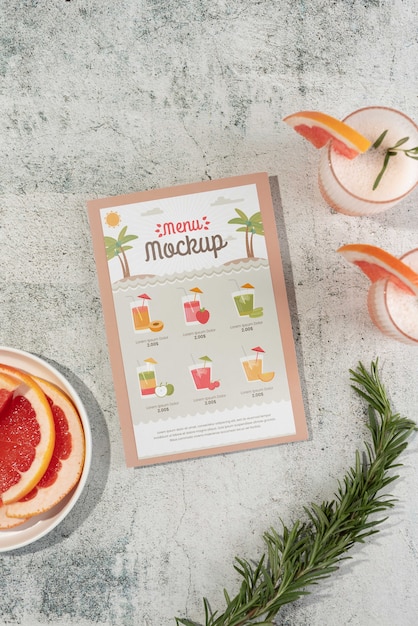 PSD beautiful summer menu mockup