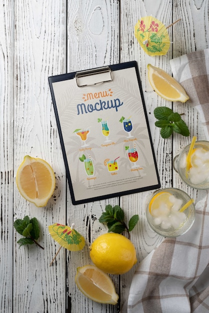 PSD beautiful summer menu mockup