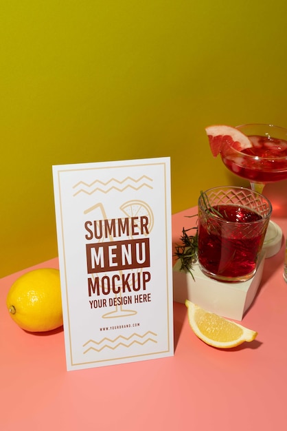 Beautiful summer menu mockup