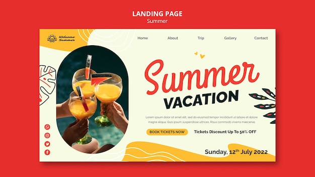 PSD beautiful summer template landing page