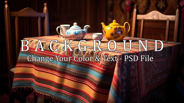 PSD beautiful tablecloth decoration in the living room generative ai