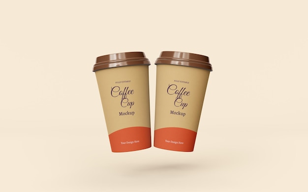 Beautiful take away paper coffee cups mockup