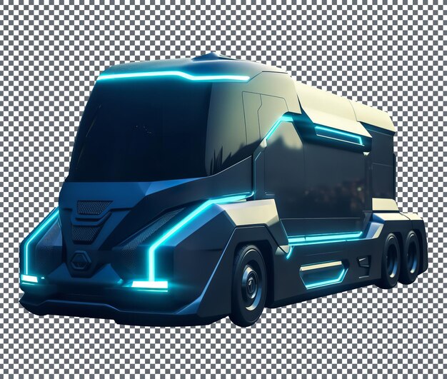 Beautiful technology futuristic truck isolated on transparent background