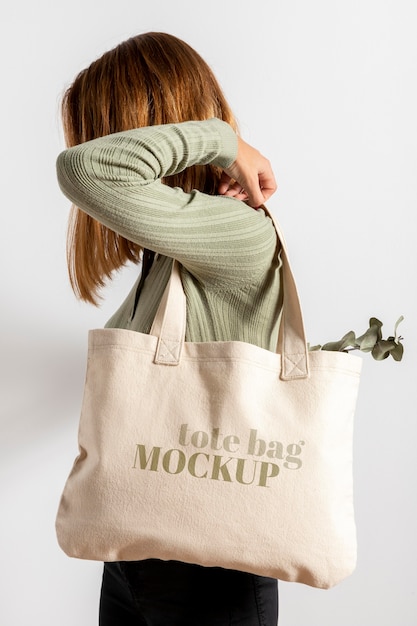 Beautiful textile tote bag mockup