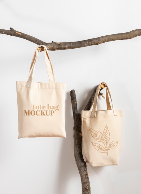 Beautiful textile tote bag mockup