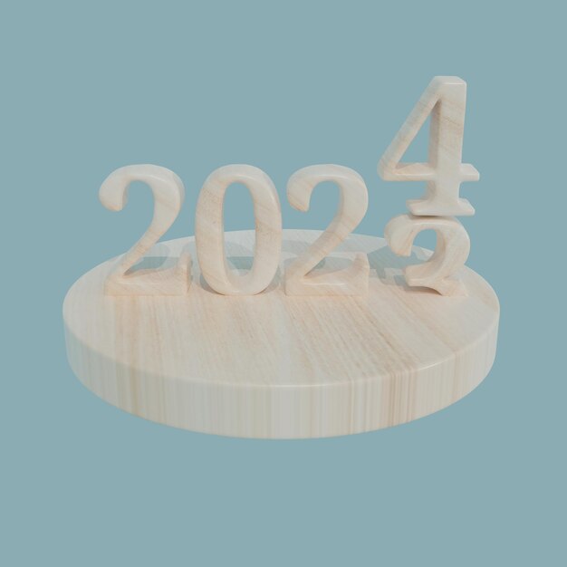 PSD beautiful threedimensional 2024 text made with wood