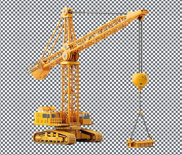 PSD beautiful toy construction crane isolated on transparent background