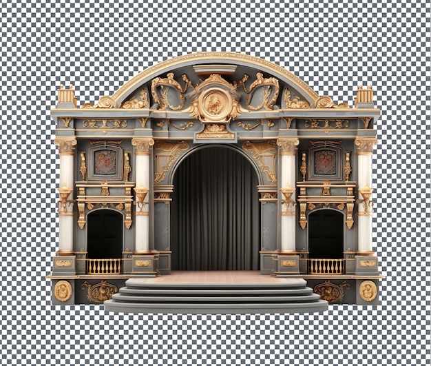 PSD beautiful traditional opera stage isolated on transparent background