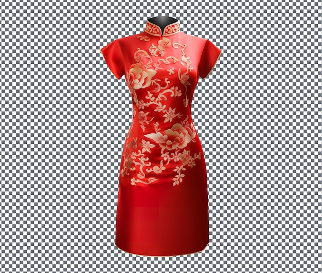 beautiful traditional red cheongsam isolated on transparent background
