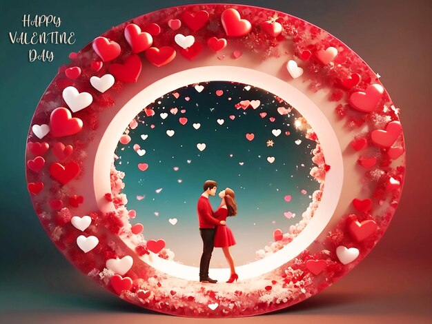 Una bellissima carta di san valentino un cerchio festivo di cuori simbolo d'amore carta romantica rotonda