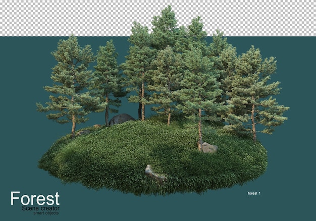 PSD beautiful variety of forest layouts