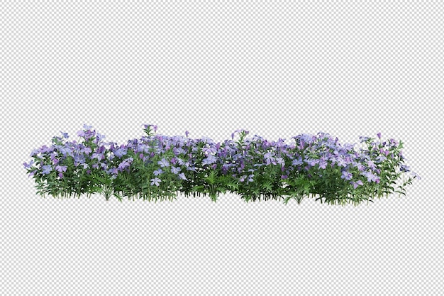 分離された3Dレンダリングで美しいさまざまな種類の花