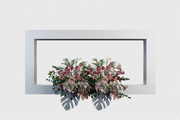 PSD bellissimi vari tipi di fiori nel rendering 3d isolati