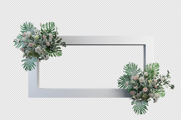 PSD beautiful various kinds of flowers in 3d rendering isolated