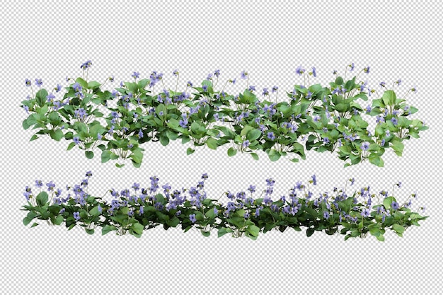 分離された3dレンダリングで美しいさまざまな種類の花