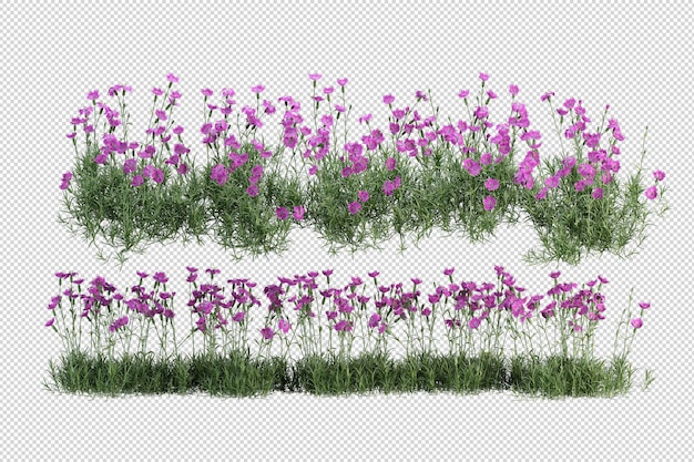 고립 된 3d 렌더링에 꽃의 아름 다운 다양 한 종류