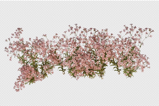 分離された3dレンダリングで美しいさまざまな種類の花