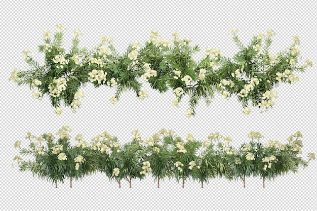 3dレンダリングで美しいさまざまな種類の花