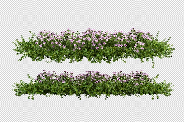 3dレンダリングで美しいさまざまな種類の花