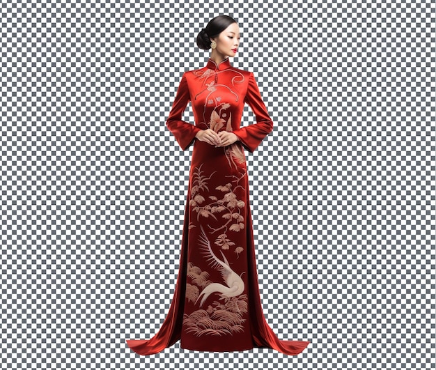 PSD beautiful velvet ao dai isolated on transparent background