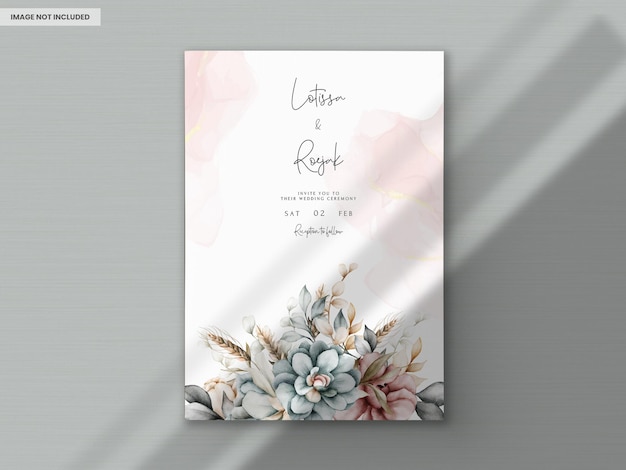 Beautiful vintage watercolor floral wedding invitation card