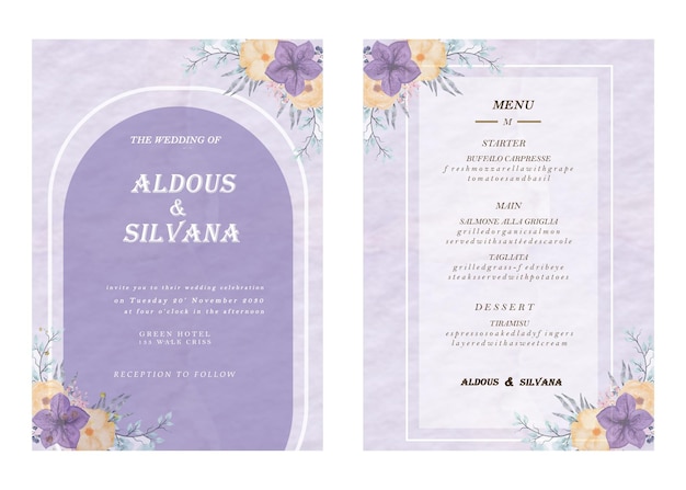 PSD beautiful vintage wedding invitation cards set psd