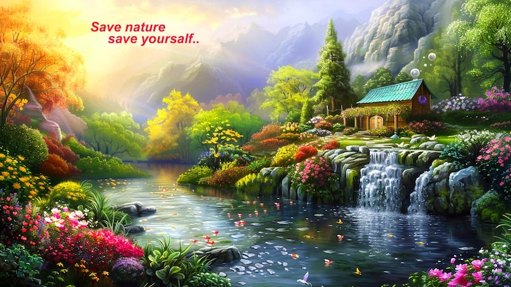 PSD a beautiful wallpaper with beautiful nature environment