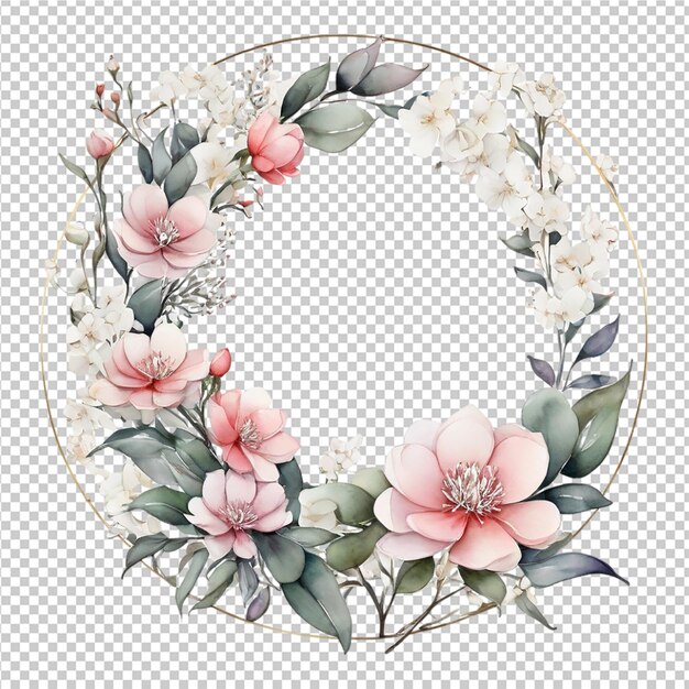 Красивая акварель различные цветочные цветы круглая форма рамы дизайн