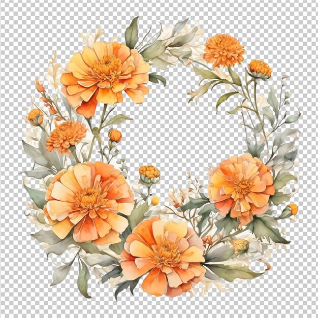 Beautiful watercolor different floral flower round frame shape design