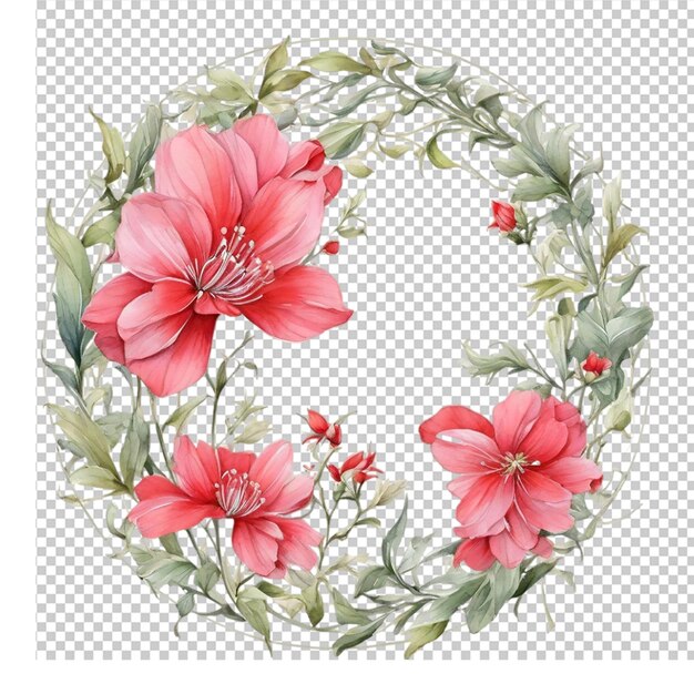 PSD beautiful watercolor floral different flower round frame shape design