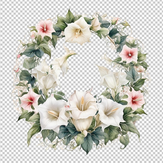 PSD beautiful watercolor floral different flower round frame shape design