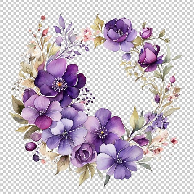 Beautiful watercolor floral different flower round frame shape design