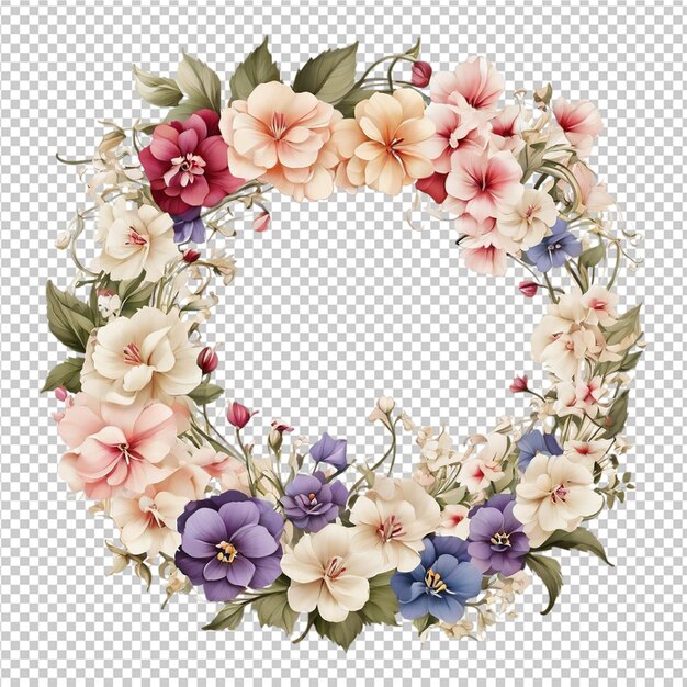 PSD beautiful watercolor floral different flower round frame shape design