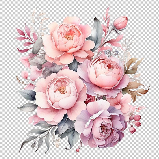 Beautiful watercolor floral flower bouquet design wedding card design plate t shirt design