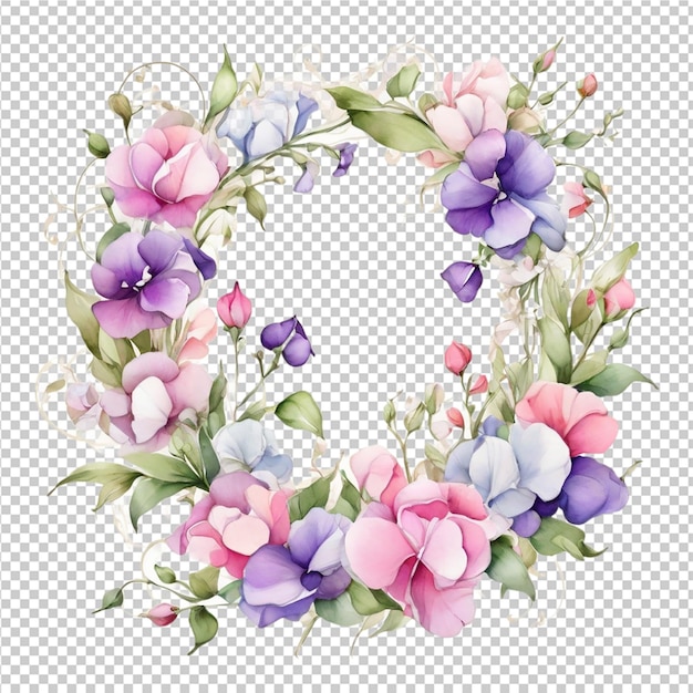 Beautiful watercolor floral flower round frame design