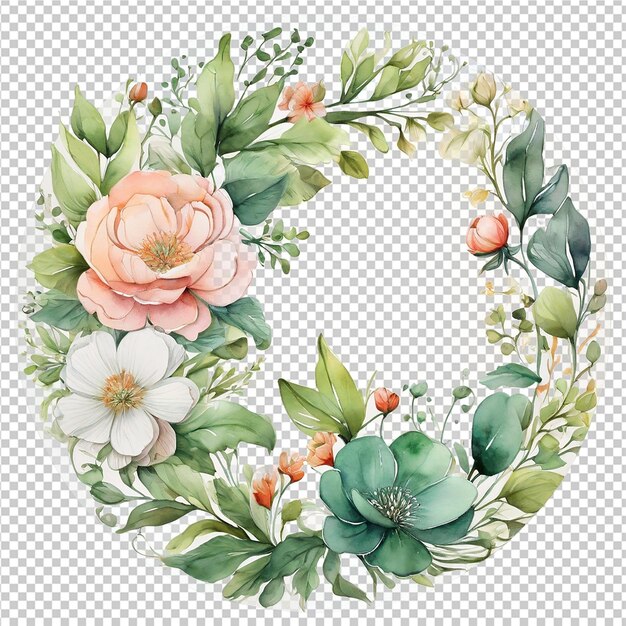 PSD beautiful watercolor floral flower round frame design