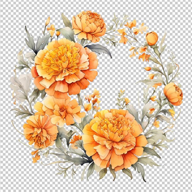 Beautiful watercolor floral flower round frame design