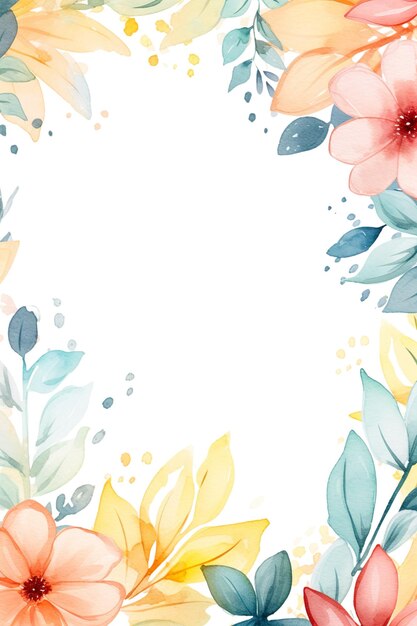 PSD beautiful watercolor flowers frame