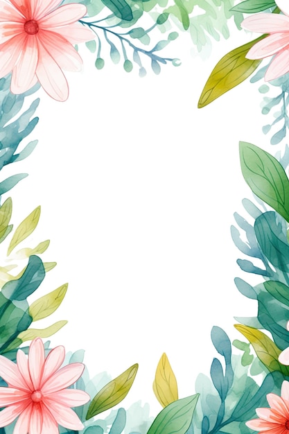 PSD beautiful watercolor flowers frame