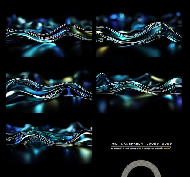 PSD beautiful wavy abstract on transparent background