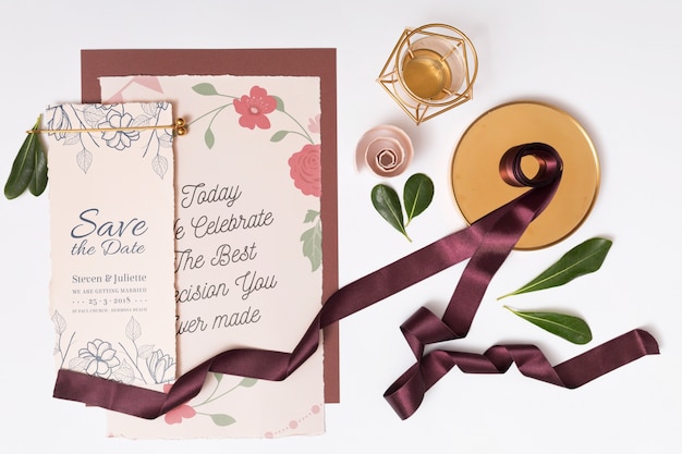 Beautiful wedding card mockup