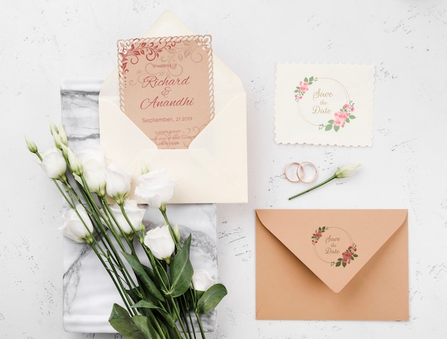 PSD bellissimo concetto di matrimonio mock-up